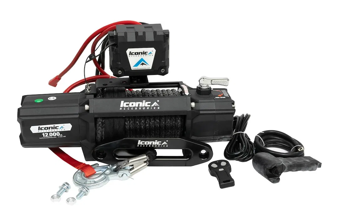 405-12005 – ICONIC ACCES Winch, Vehicle Mounted Vehicle Recovery 12 Volt Electric 6 Horse Power 4.4 Kilo Watts 12000 ...